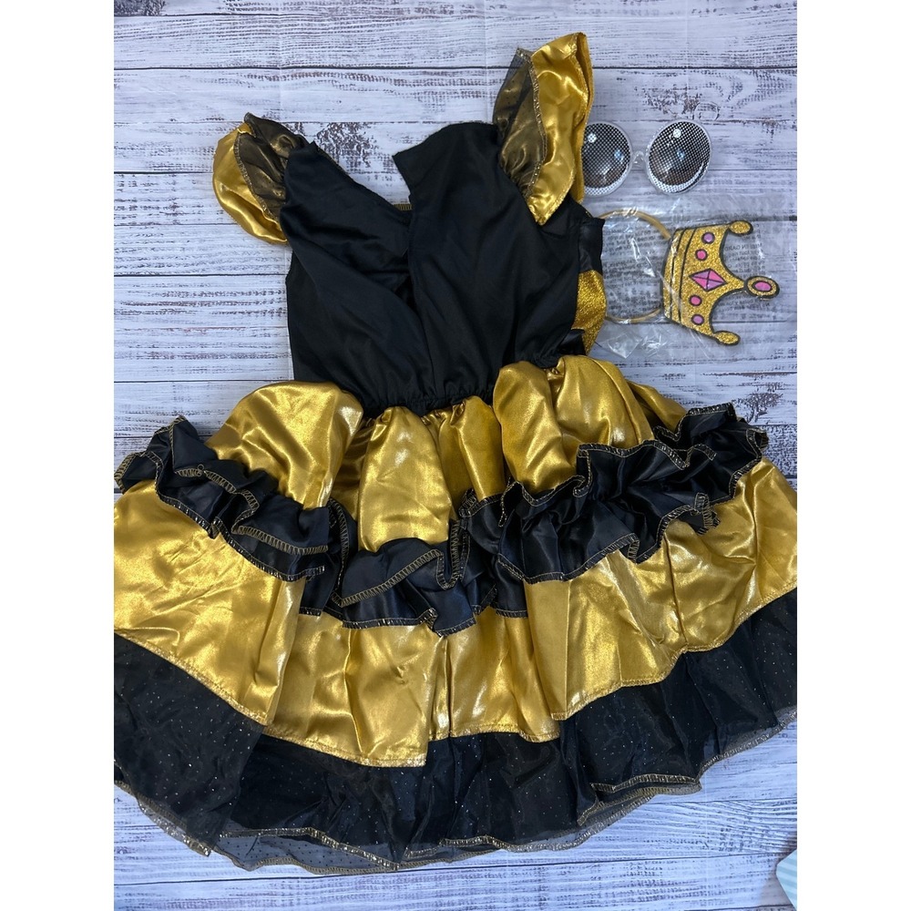 Queen Bee Deluxe L.O.L. Suprise Dress Up Costume Child M 7-8 Ruffled Gold Dress - Picture 6 of 7